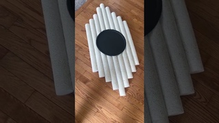 This DIY isI used: a 15x20 canvas, 8 pool noodles, a pizza pan, 10 mirror,