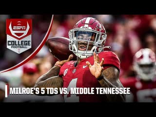 ALL FIVE of Jalen Milroe's TDs from Alabama's season opener vs. Middle Tennessee