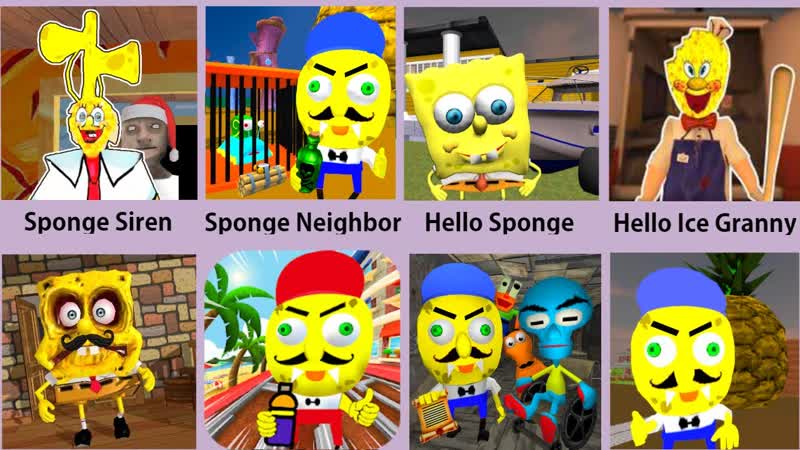 Sponge Siren Head, Neighbor Sponge, Hello Ice Granny, Sponge Neighbor, Sponge