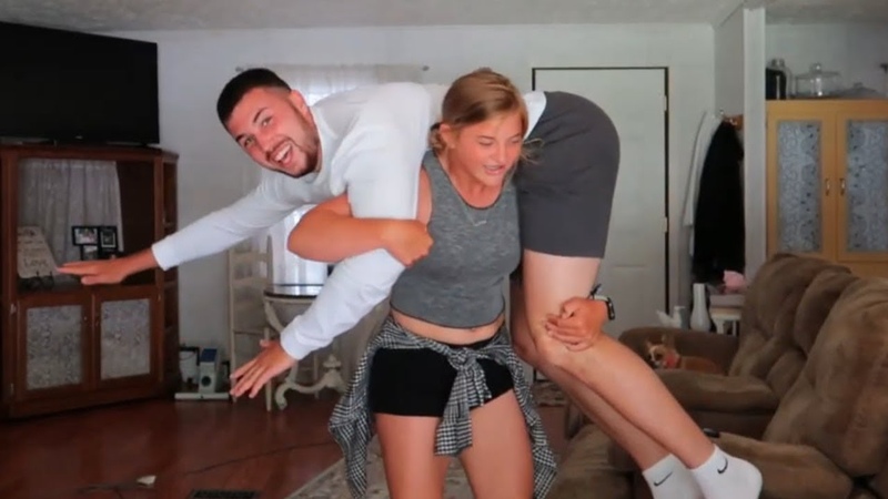 WOMAN LIFT CARRY MAN, STRONG GIRL IN NEIGHBOR LIFT CARRY