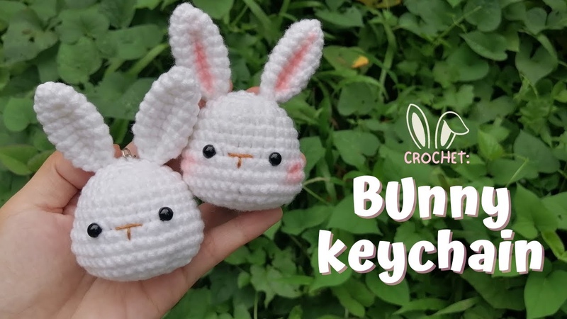 Easy crochet bunny keychain, amigurumi