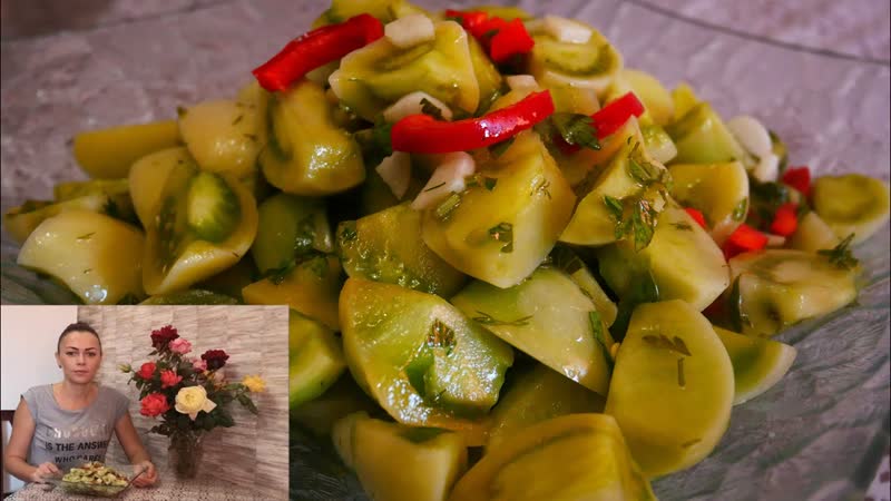 Закуска из зеленых помидоров с красным перцем. ВКУСНЕЙШАЯ
