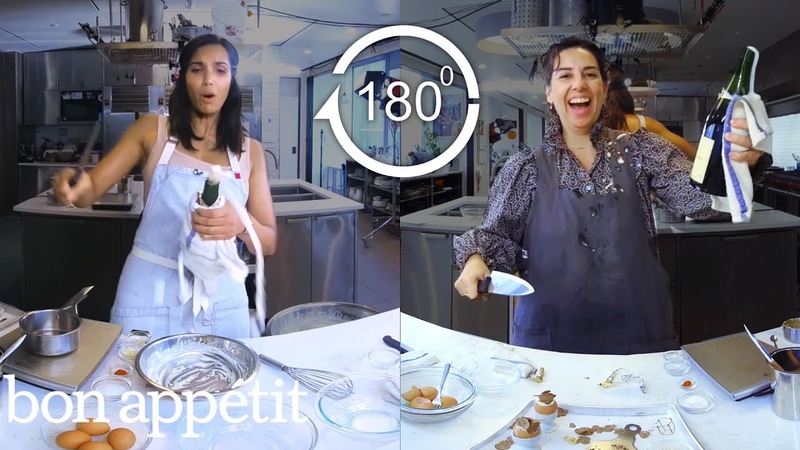 Padma Lakshmi Tries to Keep Up with a Professional Chef, Back to Back Chef, Bon