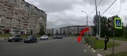 Город. Маршрут "Мещера". Поворот при полосе МТС.