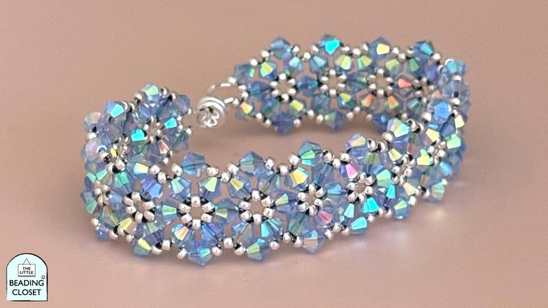 Liquid Crystal Interconnecting Hexagon Bracelet Beading Tutorial, 4mm Bicone Crystals Seed