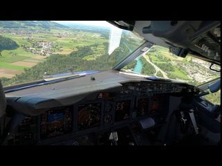 Circling approach onto Runway 32 in Bern, Switzerland