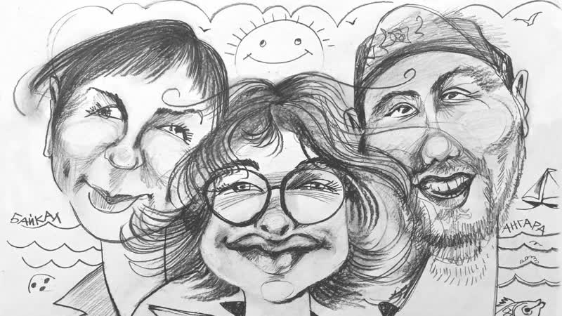 ШАРЖИ карандашом по фотографии на пленэре , Pencil, CARICATURES based on