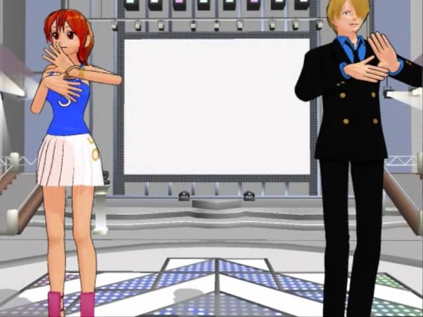 Happy Synthesizer Nami and Sanji MMD Miku Miku Dance One