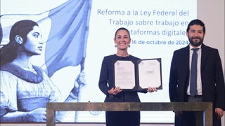 Iniciativa brindar seguridad social a trabajadores de plataformas. Conferencia presidenta Sheinbaum